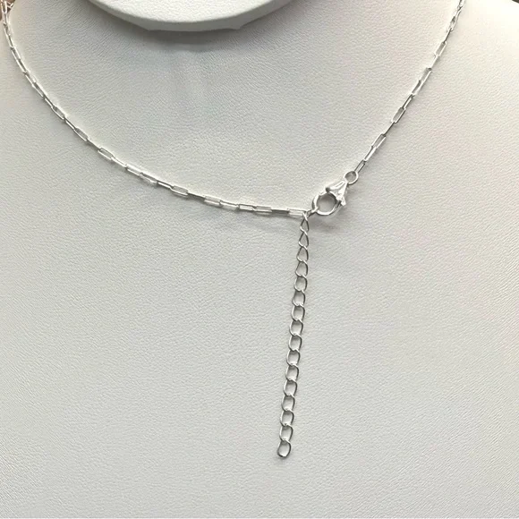 NLP1 Genuine Pink Larimar (Natrolite) Lariat Necklace Paperclip Necklace S925 - Picture 8 of 9